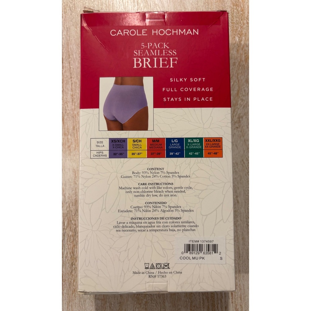 Carole Hochman Small Seamless Brief 5-Pack Womens Multicolor NIB - Picture 2 of 2